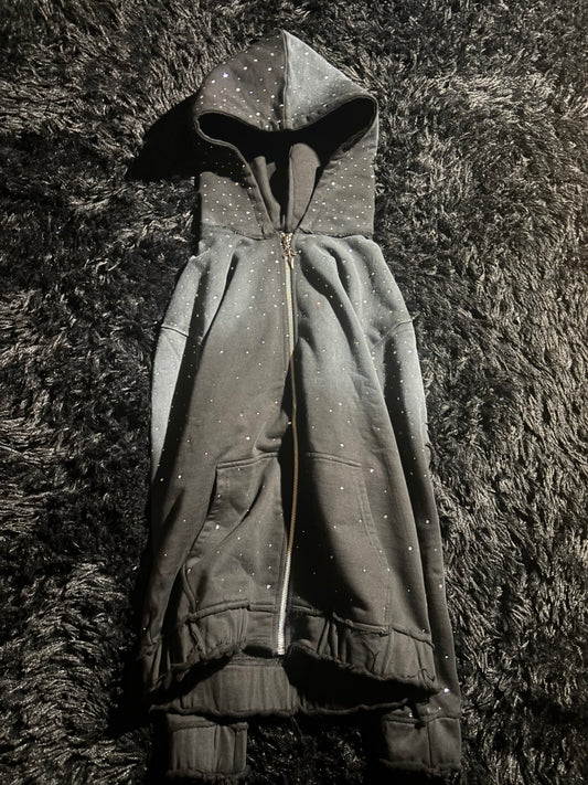 Rhinestone zip up hoodie