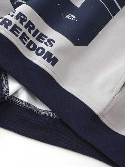 Men's Contrast Drawstring Zip-Up Hoodie