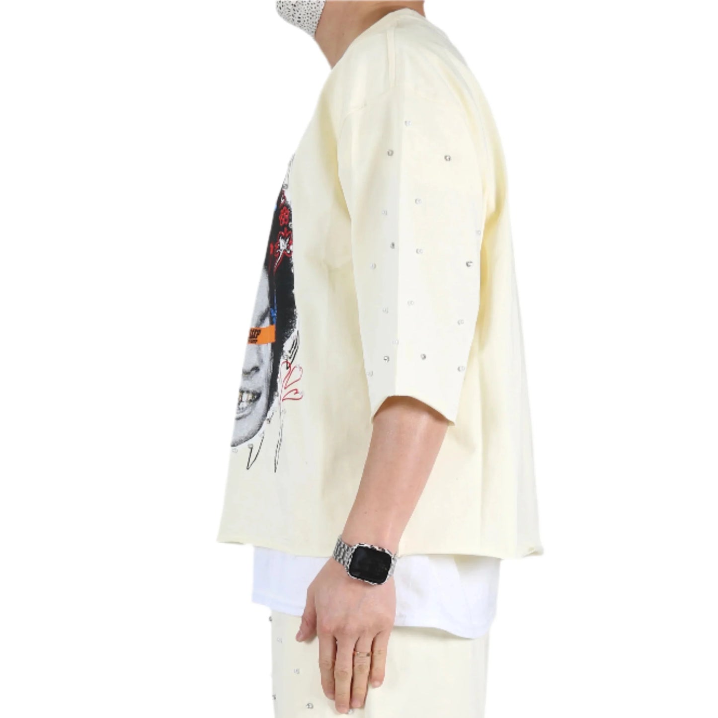 TOVAL SN/ Jersey 3/4 Sleeve Crop Top Tee