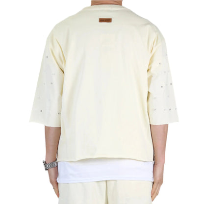 TOVAL SN/ Jersey 3/4 Sleeve Crop Top Tee