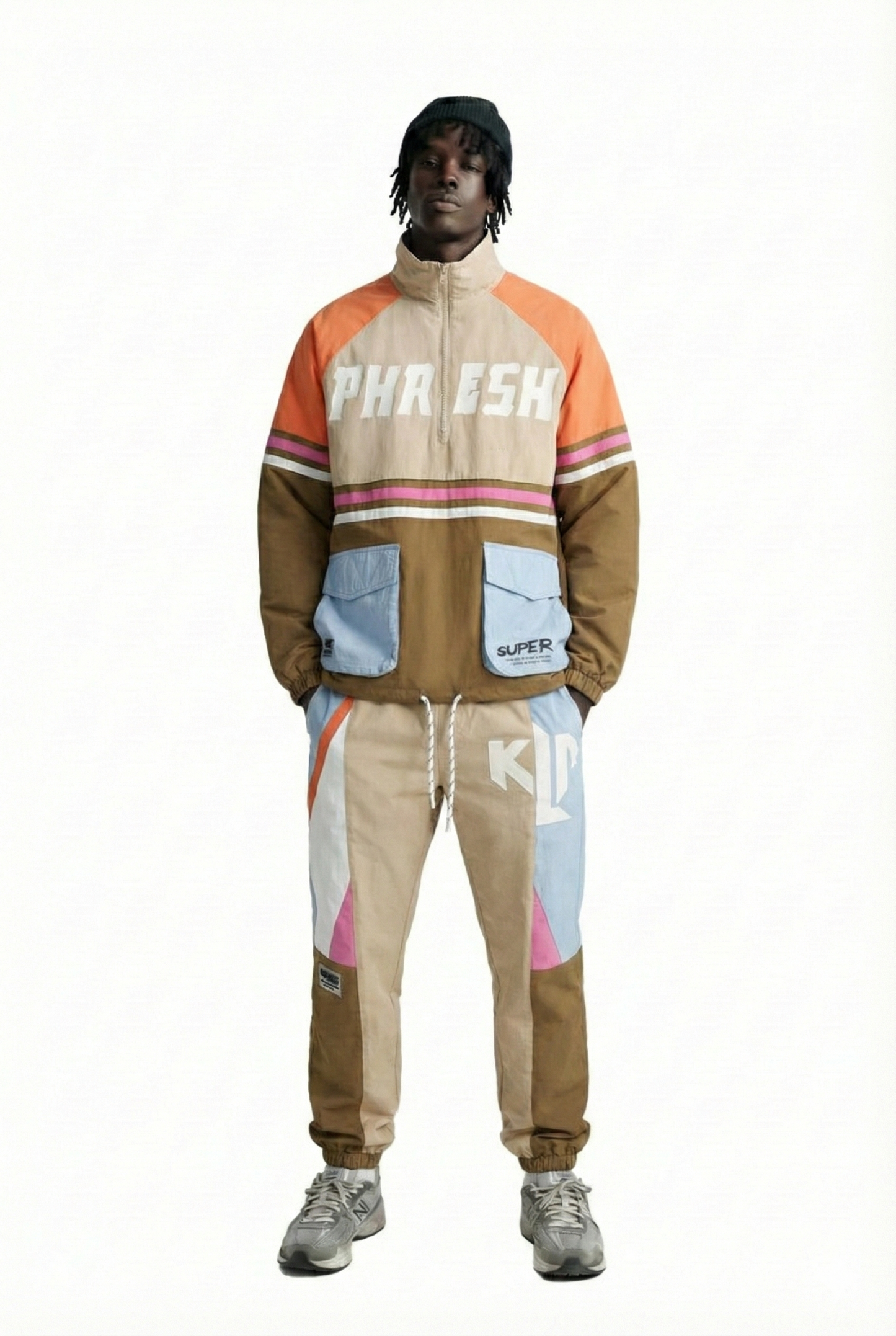 HAZEL Retro Men's premium crispy nylon long sleeve half zip pullover jacket