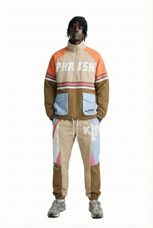 HAZEL Retro Men's premium crispy nylon long sleeve half zip pullover jacket