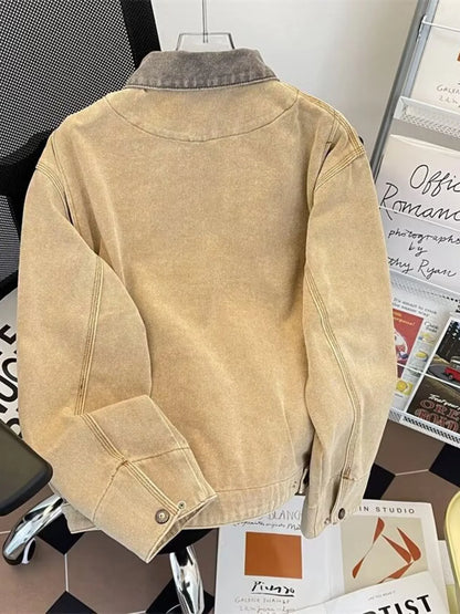 Men's Zip Up Washed Denim Jacket